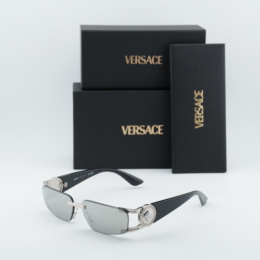 Versace VE2291 10016G Rectangle Sunglasses – Silver/Grey